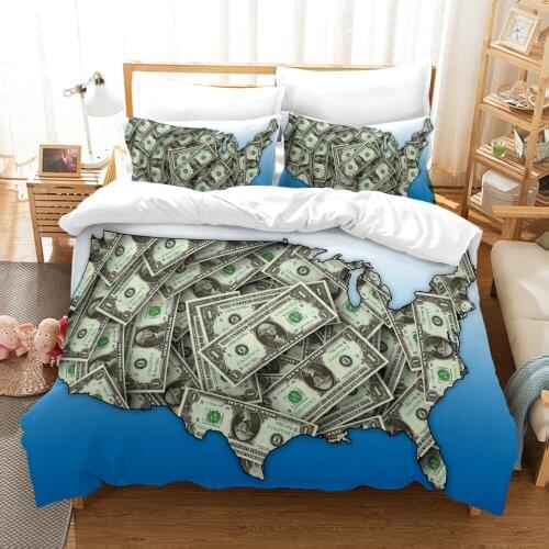 3D Money Printed Pillowcases Bedding Set Queen King Size Dropshipping High End King Queen Twin Full Single Double YB051