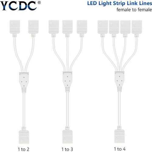4 Pins RGB LED tape Connector 1 to 2 3 4 plug power Splitter Cable 4pin needle female Connector wire for RGB Led Strip Light