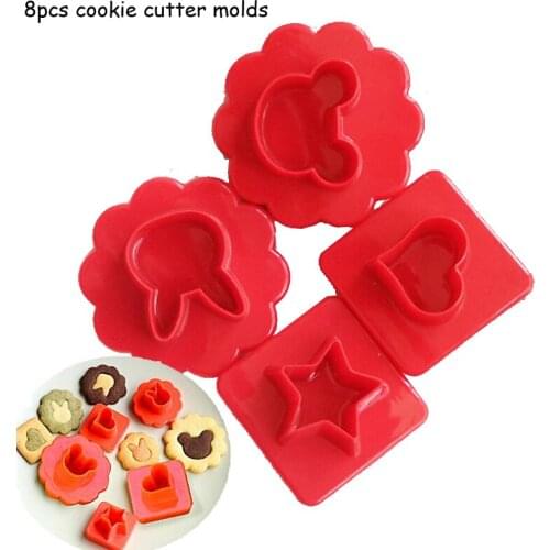 8Pcs/set Cartoon Mickey Cookie Cutter Molds Heart Star Shape Biscuit Dessert pastry Moulds Sushi Fruits Fondant Cake Tools
