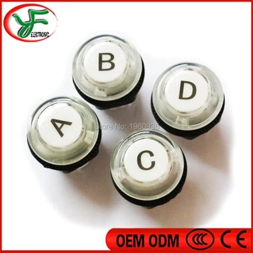 A B C D Push button 5V LED Illuminated Push button 33mm Clear Arcade Button 4pcs Free