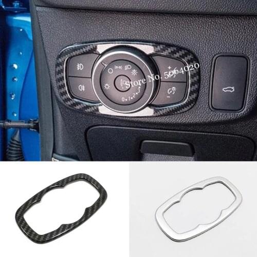 ABS Matte/Carbon fibre For Ford Puma 2019 2020 2021 accessories Car Headlamps Adjustment Switch Cover Trim Sticker Car Styling