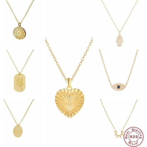 Aide Genuine 925 Sterling Silve Heart Pendant Necklace Women Gifts Punk Style Charm Long Necklaces Choker Statement Fine Jewelry