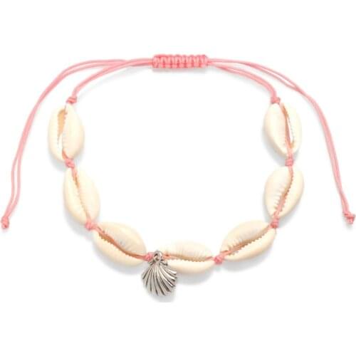 Seven White Cowrie Seashell Zinc Alloy Sea Fan Pendant Adjustable Anklet&Bracelet Women Girl Best Quality Shell Beach Jewelry