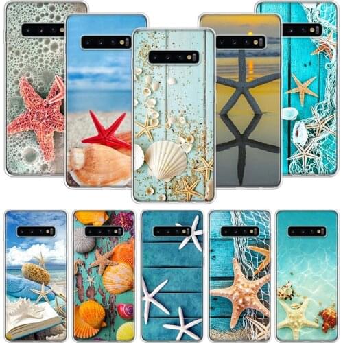 Blue Wood Seashells Sea Star Phone Case for Samsung Galaxy A51 A71 A50S A20E A30 A40 A70S A10S A01 A21 A41 A52 A20S A6 A7 A8 A9