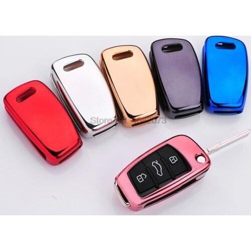 By DHL or Fedex 200pcs TPU soft car key case flip key cover car styling For Audi R8 A1 A3 S5 S3 Q3 A6 Q5 Car key Shell