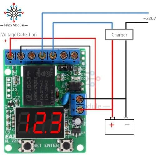 DC 12V 24V LED Digital Relay Switch Control Board Module Relay Module Voltage Detection Charging Discharge Monitor Test