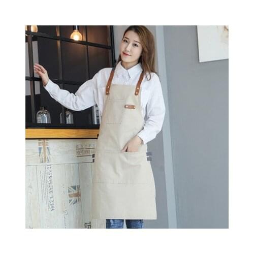Canvas Apron Restaurant Kitchen Tea Coffee Shop Bar Painting Pinafore Mens and Womens Overalls Beauty Nails Studios Uniform