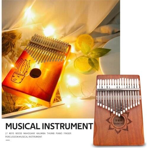 Thumb Piano Kalimba Mahogany Musical Wood with Tuning ToolInstrument Finger Percussion for Kalimba Music Lover Playing