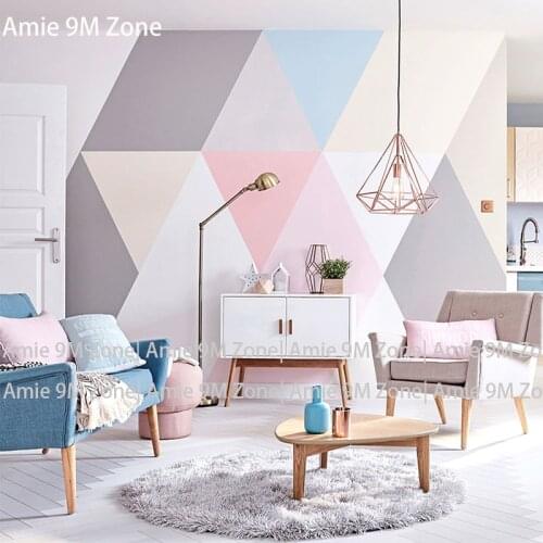 Tuya Art light colorful geometric shape wall-paper for bedroom wallpapers mural for living room