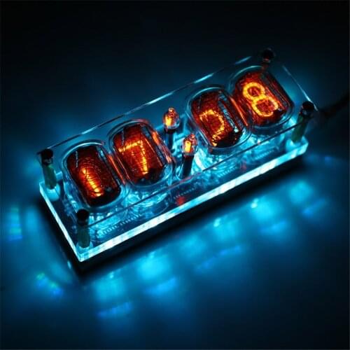 IN-12 Glow Tube Clock 4-bit Integrated IN12 Glow Tube Clock Seven-color RGB LED DS3231 Nixie Clock IN-12B No Tubes