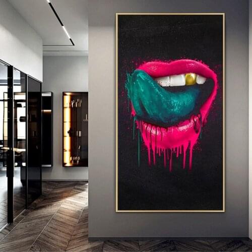 Sexy Red Lips Modern Art Paintings Print on Canvas Art Posters And Prints Abstract Street Art Mouth Pictures Home Wall Decor