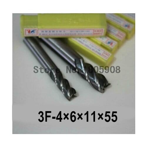 High Quality 10pcs End Mill 4.0mm Three 3 Flute HSS & Aluminium End Mill Cutter CNC Bit, Milling tools,4.0*6*11*55