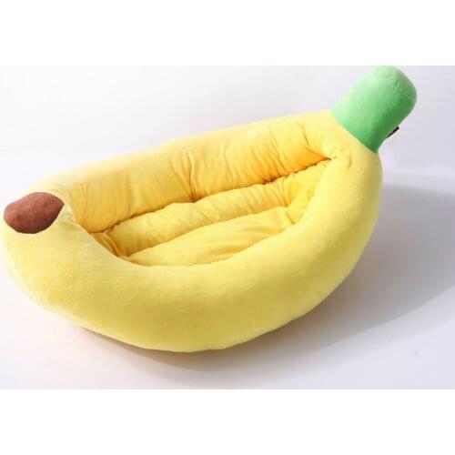 2021 Dog Bed Yellow Banana Cute Soft Pet Bed for Dogs Cats Beds Sofa Warm Nest Creative Detachable Cats House All Seasons Suit