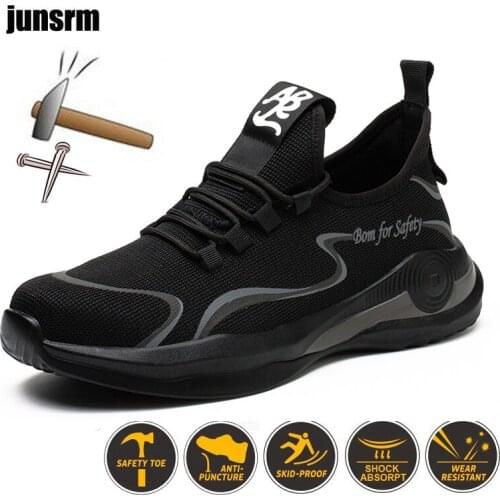 Lightweight safety shoes, breathable, steel toe cap, puncture-resistant, outdoor sports, men women work boots, industrial