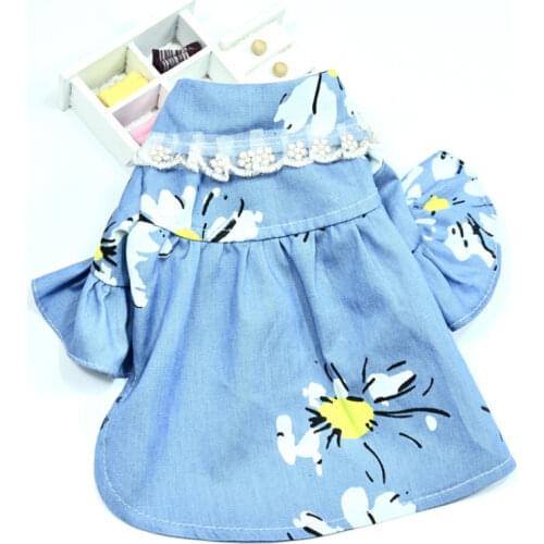 Summer Dog Denim Shirt Coat Cat Puppy Small Dog Clothes Yorkshire Pomeranian maltese Schnauzer Poodle Bichon Frise Clothing 2021