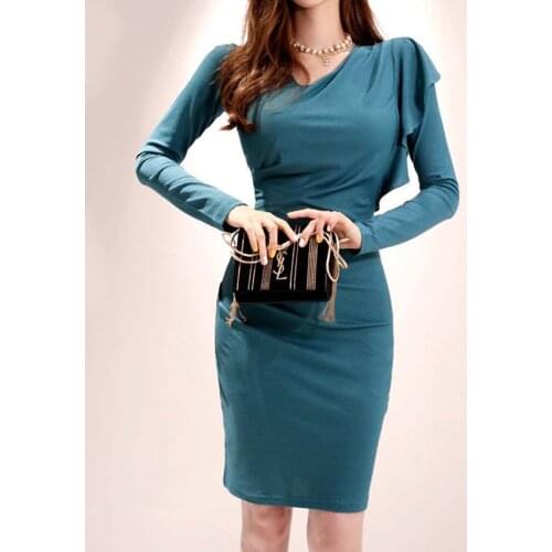 Fashion women temperament warm work style slim pencil dress new arrival comfortable solid simple sexy trend party formal dress