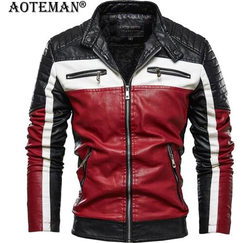 Mens Jackets PU Leather Coats Bomber Baseball Outwears Windbreaker Fleece Winter Male Clothing Biker Motorcycle Jacket LM225
