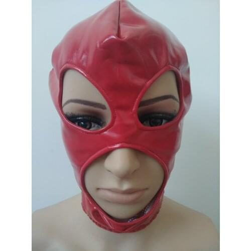Open Eyes and Mouth Zentai Costume PVC Faux Leather Hood Mask Halloween customers setting 8style can choose