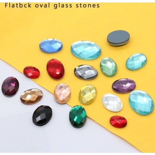 20p 8x10 10x14 13x18mm 18x25mm oval foiled flatback faceted glass crystal rhinestones Cabochon jewelry making beads varis-colors