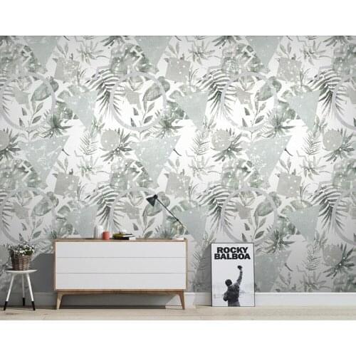 Papel de parede Hand drawn tropical plants geometric retro wallpaper,living room tv sofa bedroom kitchen wall papers home decor