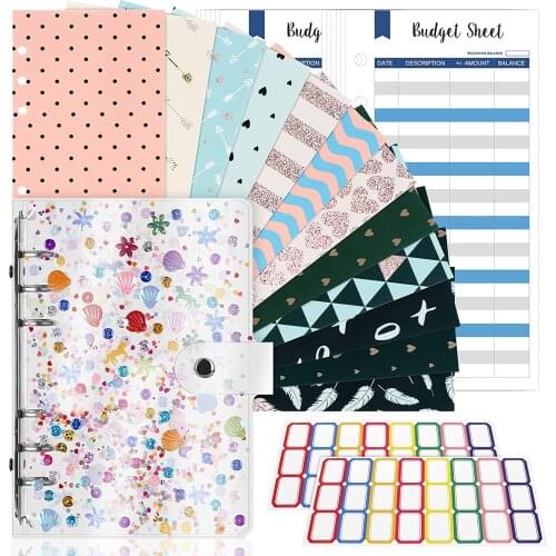 A6 Budget Binder with Cash Envelopes, PVC Notebook Binder, Cash Envelopes for Money Budgeting Saving Binder