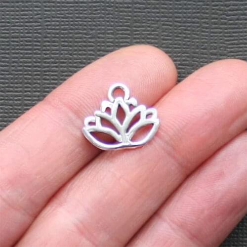 10Pcs/Lot Cute Lotus Charms Antique Silver Color Pendant Findings Diy Aesthetics Accessories Handmade Jewelry Making Wholesale
