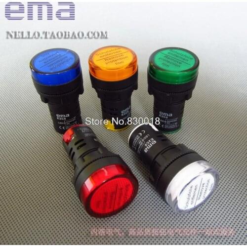 [ SA ]Imports EMA integrated LED 22mm E2C0 * L LED DC24V AC110/220V--10PCS/LOT