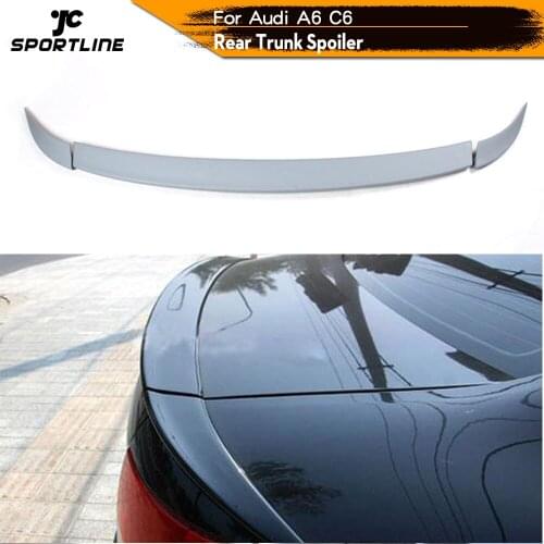 3PCS/SET PU Unpainted Grey Primer Car Trunk Spoiler Rear Wing Lip for Audi A6 Sedan 2005 - 2011