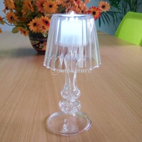 Glass Candlestick Holder Tealight Container Stand Table Lampshade Shape Micro Landscape DIY Bottle Candlestick Holders