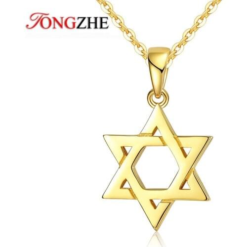 TONGZHE Star Of David Pendant 925 Sterling Silver Necklace Collare MagenIsrael Chain Necklace Women Judaica Jewish Men Jewelry