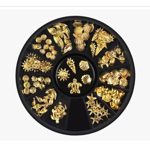 Nail Jewelry Manicure Tools Nail Art Metal Rivet Decorations Star Shell Silver Gold Nail Alloy Manicure Nails Supplies T1710