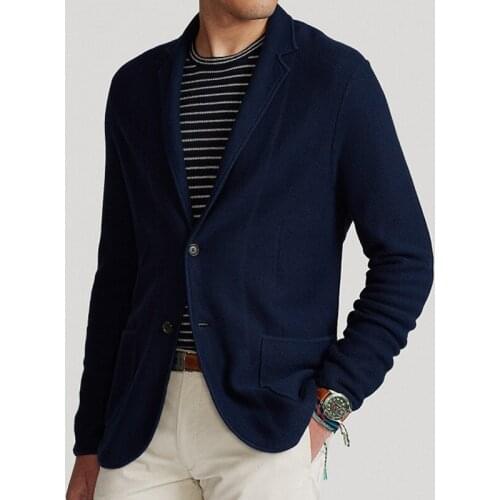High Quality Casual Knitted Blazer Sweatercoat Men Sweaters Cardigan 100% Cotton Sweater Men Fashion Mens Blazers