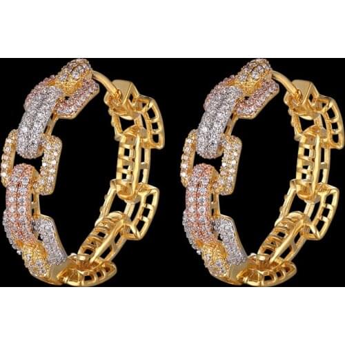 Zlxgirl Bridal Jewelry Luxury Dangle Earrings For Women Wedding Earing AAA cubic Zircon Crystal CZ Dubai Gold Bridal Earrings