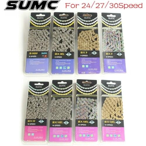 SUMC 8/9/10/11S Bicycle chain Gold Bike Chain with missing link Mountain Bike 24/27/30S Chain Folding Road Bike Bicycle Chain