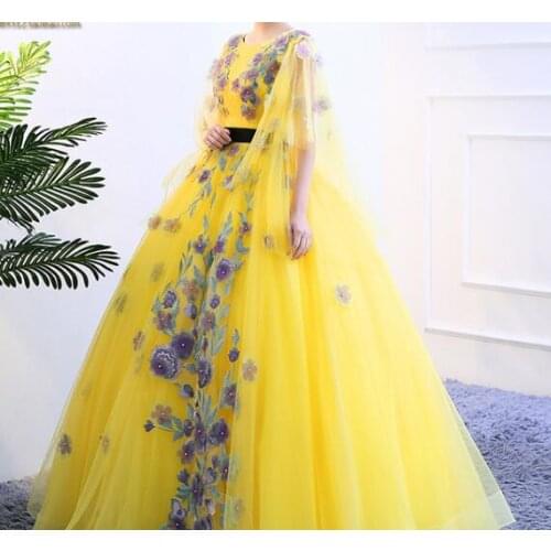 100%real yellow cutting flower petals veil shoulder gown Medieval Renaissance Gown Victorian dress Marie Antoinette/ Belle ball