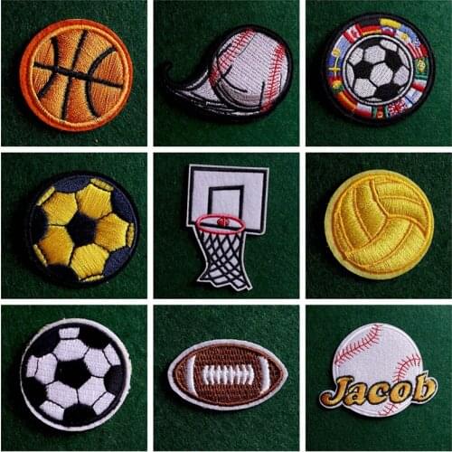 2PCS Basketball Football Baseball Iron On Patches On Clothes Sport Embroidered Patches For Clothing Badge DIY Bag Shoes Applique