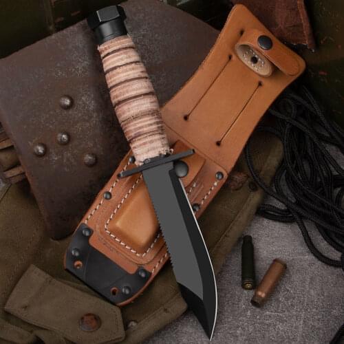 499 Pilot 1095 Carbon Steel Wilderness Survival Knife Self Defense Hunting Knife High Hardness Military Climbing Knife