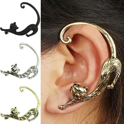 80% Hot Sales!!! 1 Pair Women Vintage Punk Gothic Sexy Cat Pussy Charm Ear Cuff Stud Earrings