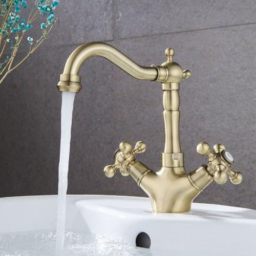 Antique Bronze European Retro Brass Bathroom sink faucet Top Quality Single hole Dual Handle Art Basin mixer Tap Original design