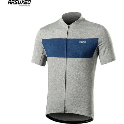 ARSUXEO Men Cycling Jersey bike Short Sleeve Road MTB Bicycle Gym Shirt Road Pro Team Sportswear Shirts Dry Fit 639