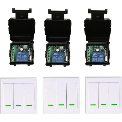 Mini Size DC12V 1CH 10A RF Wireless Remote Control Switch Relay Receiver+86 Wall Panel Remote Transmitter ,315/433.92 MHZ