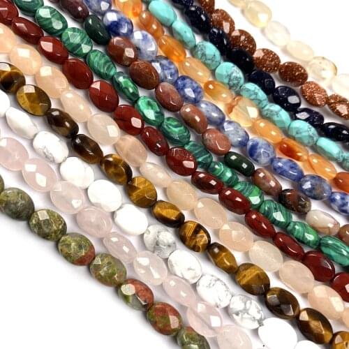 Natural Stone Beads Section Egg Shape Stone Loose Beads for Making DIY Bracelet Necklace Jewelry Length 20cm 25pcs/strand