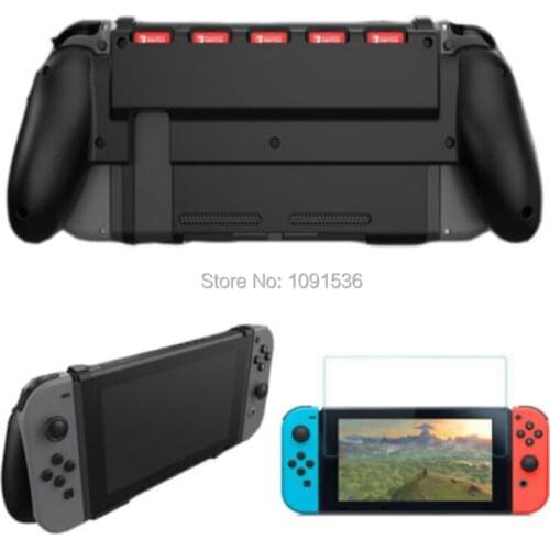 Nintend Switch Grip Case with 5 Game Cards Storage Ergonomic Handle Goplay Hand Grip Tempered Glass Screen Protector for NS