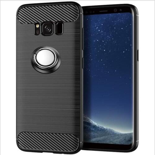 For Samsung Galaxy S8 Case Luxury Brushed Carbon Fiber Phone Case For Samsung Galaxy S8 Magnetic Ring Holder Cover