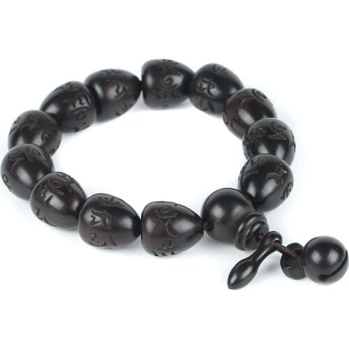 Wood Buddhism Prayer Beads Bracelets Om Mani Padme Hum Mantra Heart-shaped Wooden Fish Tibetan Buddhism Prayer Beads 1267