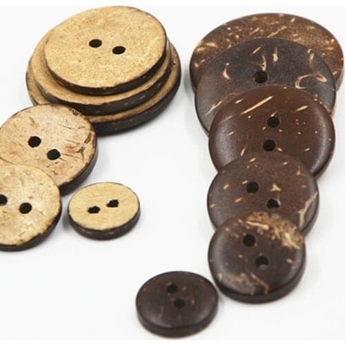 20pcs 2/4 Holes 9mm-20mm Round Coconut Shell Buttons For Clothing Sewing Accessories Diy Crafts Scrapbooking Decor Wooden Button