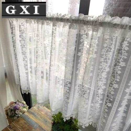 French Retro Garland Kitchen Tulle Short Curtains For Girls Living Room Door Balcony Window Salon Lace Half Drapes