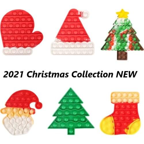 Christmas Series Fidget Stress Toy Rainbow Push It Bubbles Antistress Toy Adult Children Sensory Toy To Relieve Autism Xmas Gift