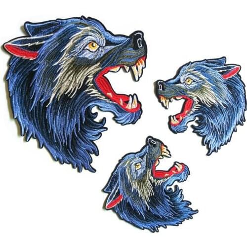 Personality Punk Animal Wolf Head Badges For Backpack Clothing Patches Accessories Embroidery Applique Two Size Can Be Selected
