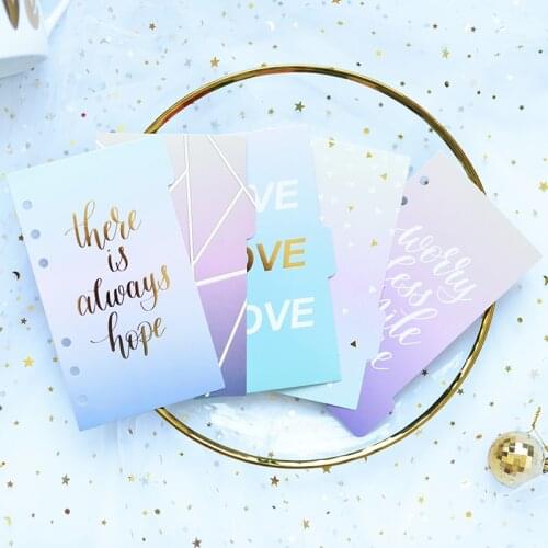 Stationery Gift Gold Foil Fresh 6 Holes Page Dividers Separator For n34 Folder Diary , ,5 Pieces A5 A6 Notebook Diary
